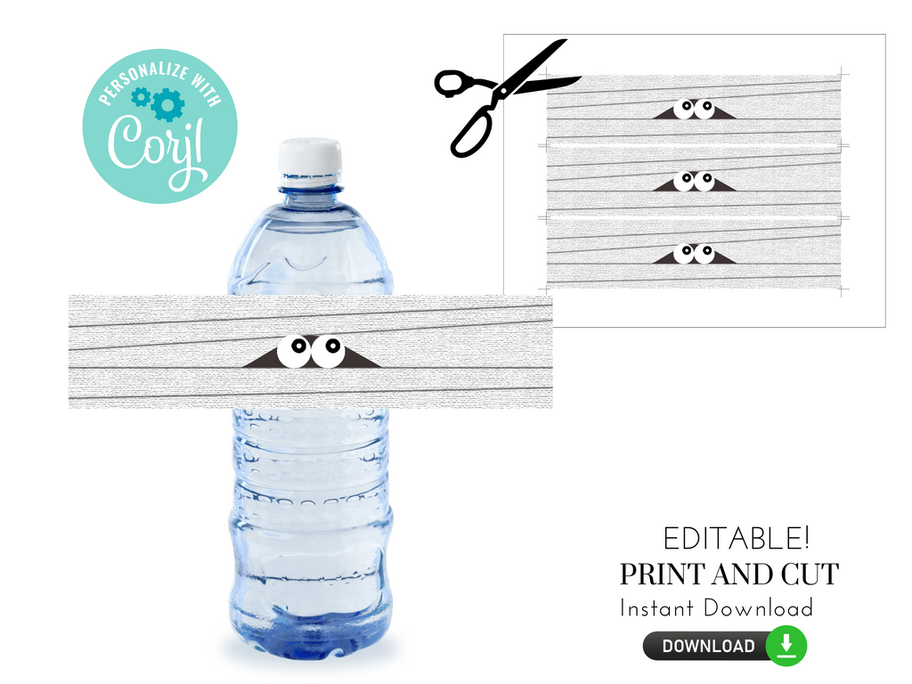Printable and Editable Mummy Water Bottle Label
