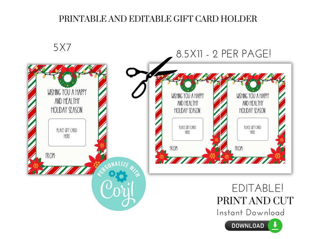 Printable and Editable Gift Card Holder