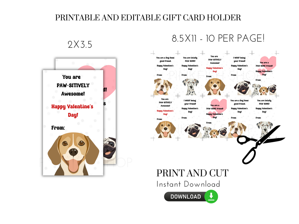 Printable Dog Valentine's Day Card