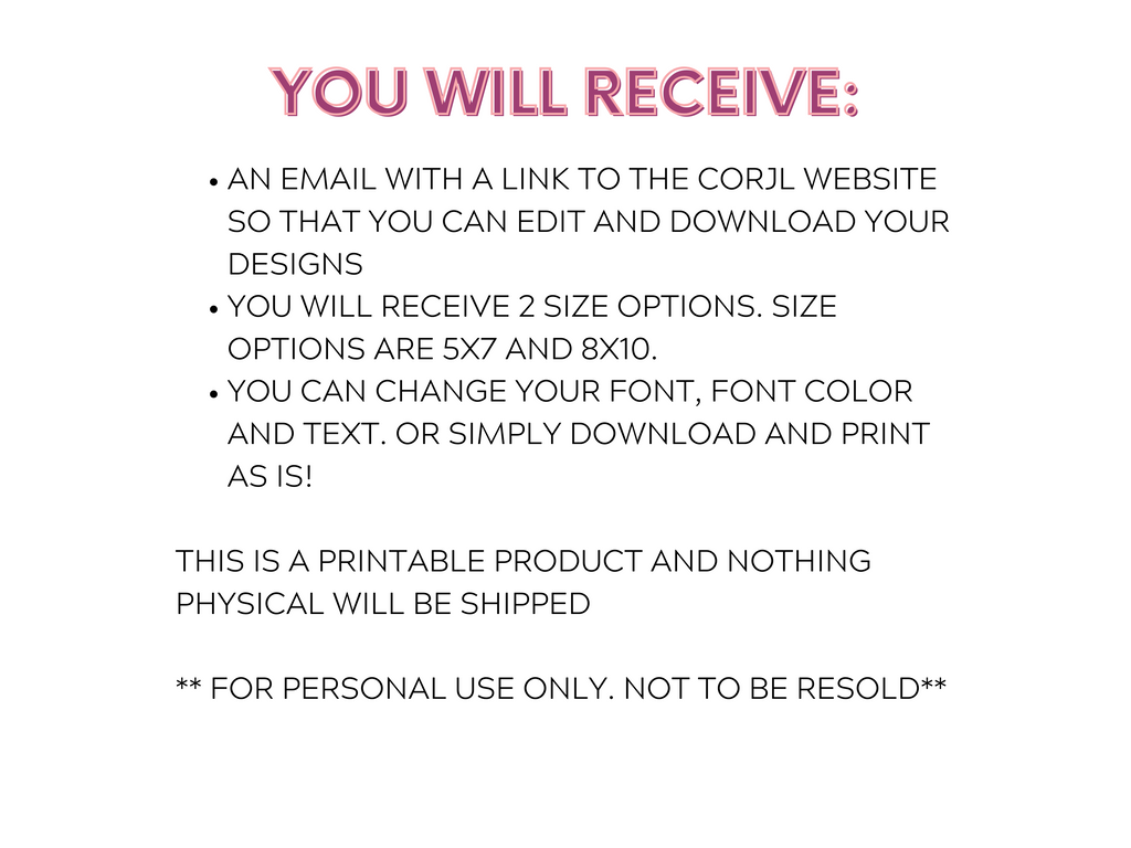 What you will receive for the printable cow print sign