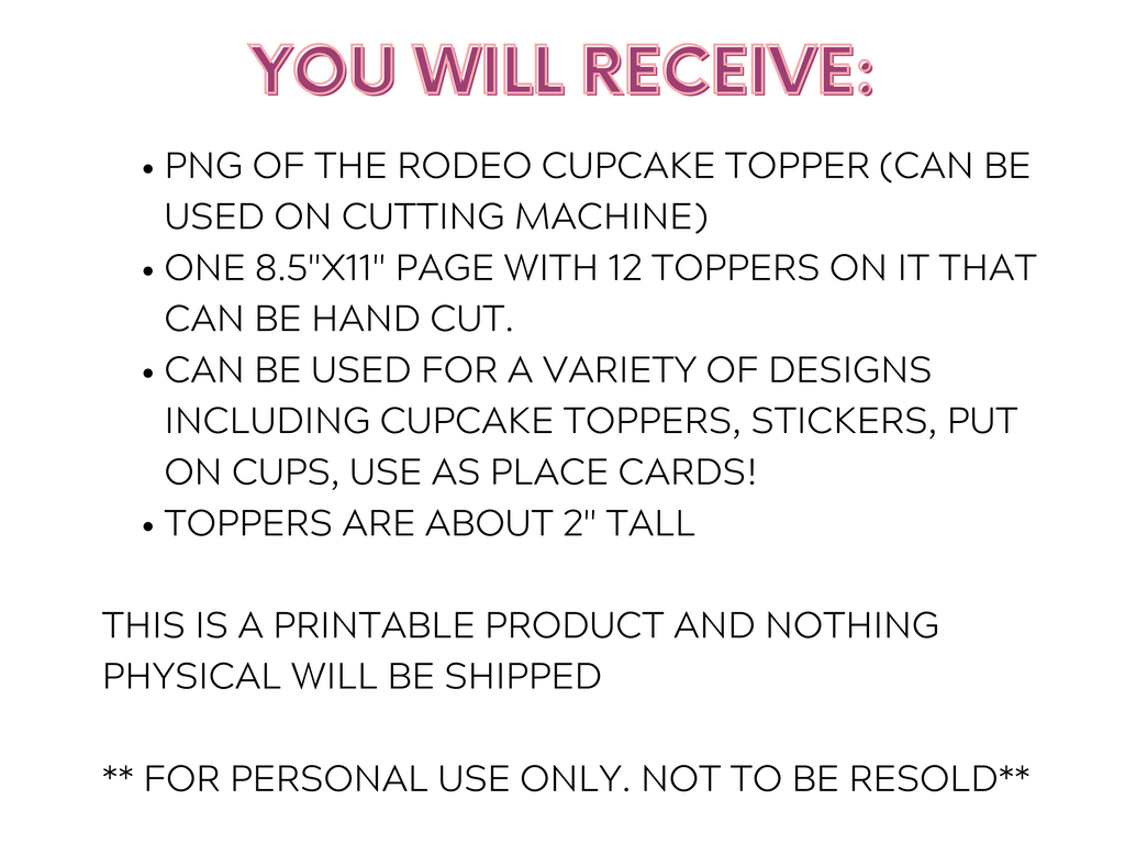 Printable My First Rodeo Cupcake Toppers