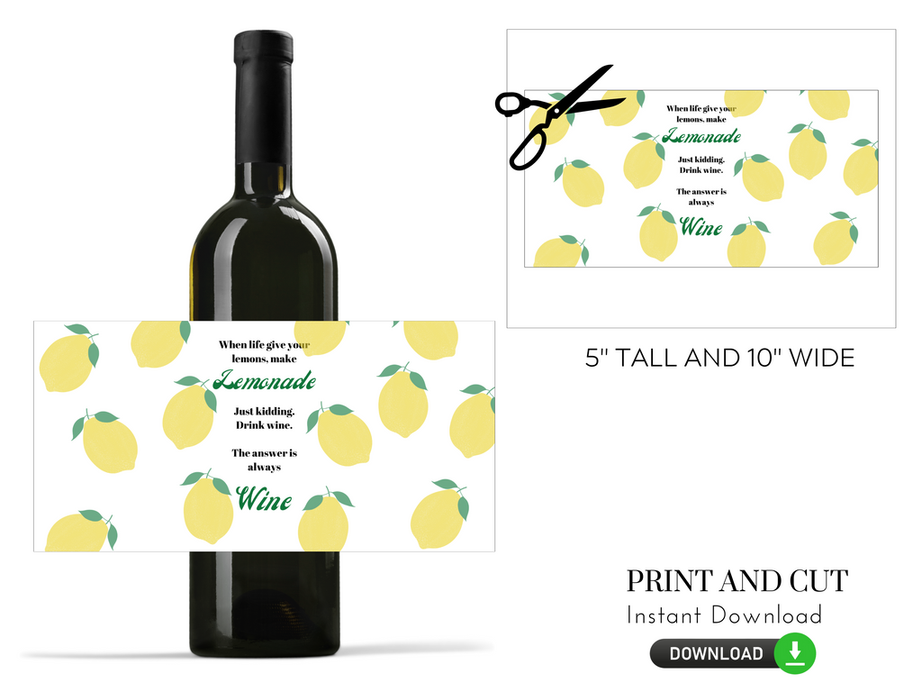 Digital lemon wine label 
