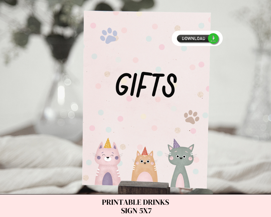 Printable Gifts Sign for Let's Pawty Party 5x7