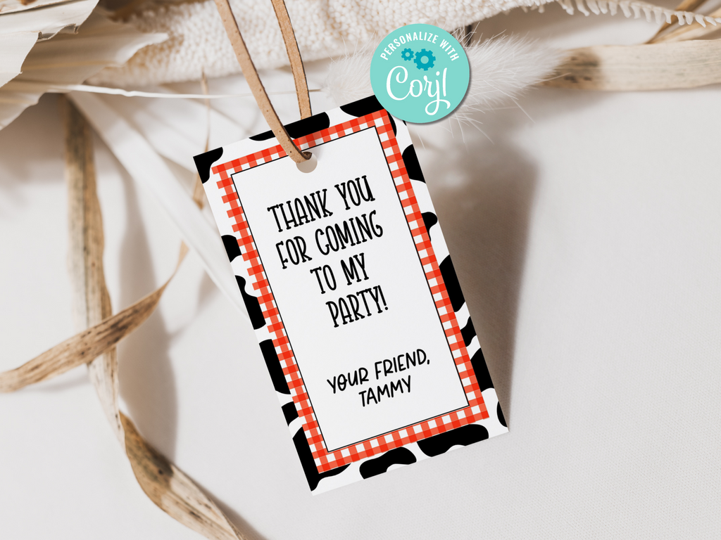 Printable and editable farm favor tags