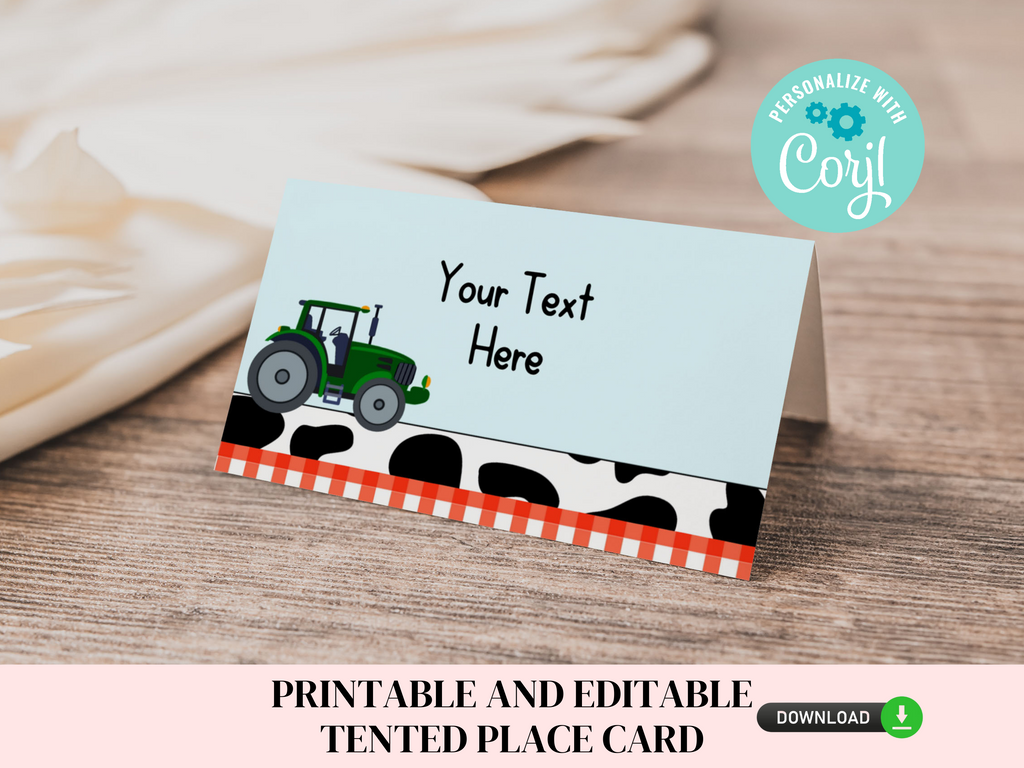 Printable and Editable Farm themed place cards