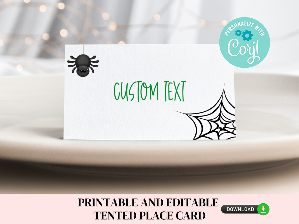 Printable and Editable Spider Place Cards
