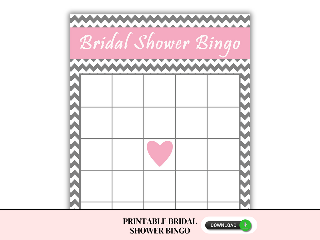 Printable bridal shower bingo in pink and gray