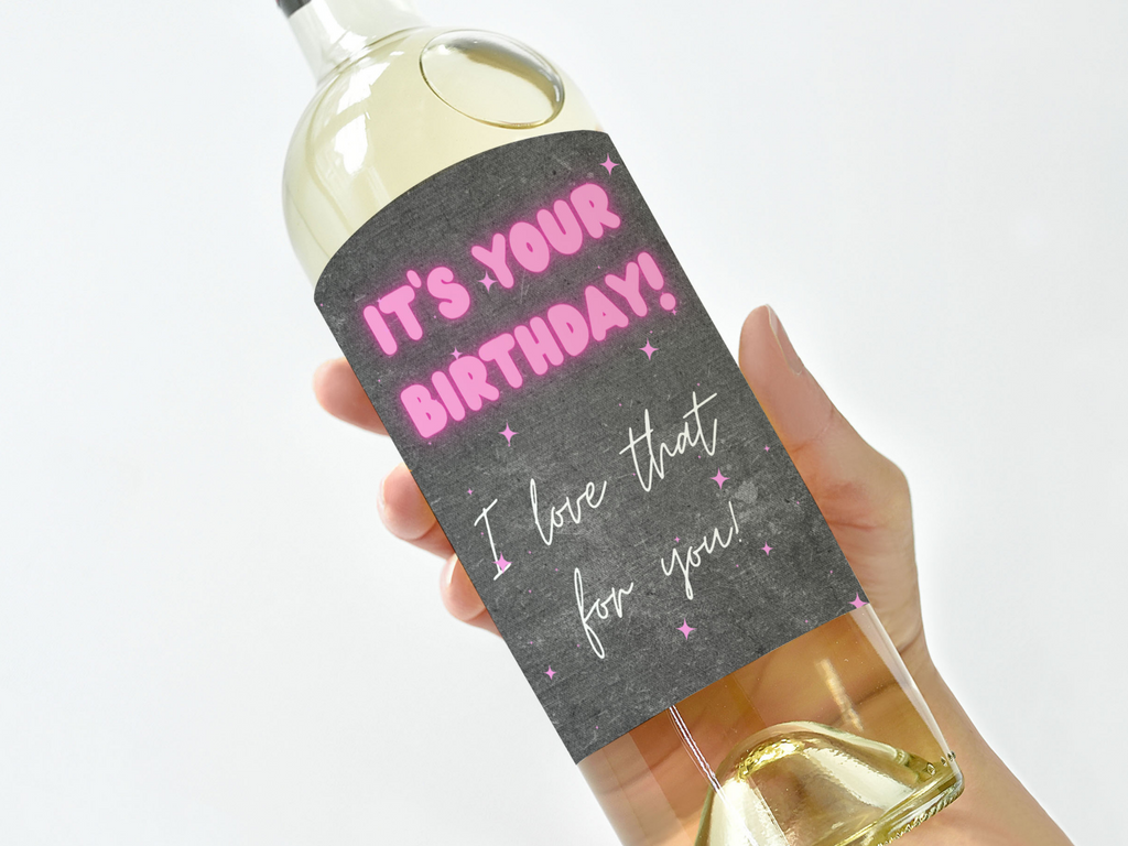 Printable it's your birthday wine label. Digital birthday wine tag
