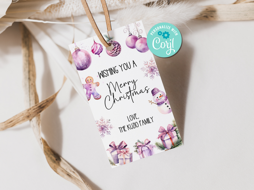 Printable and editable merry christmas tags