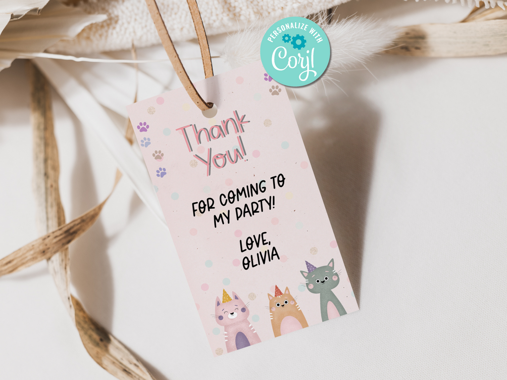 Printable and Editable Let's Pawty favor tags
