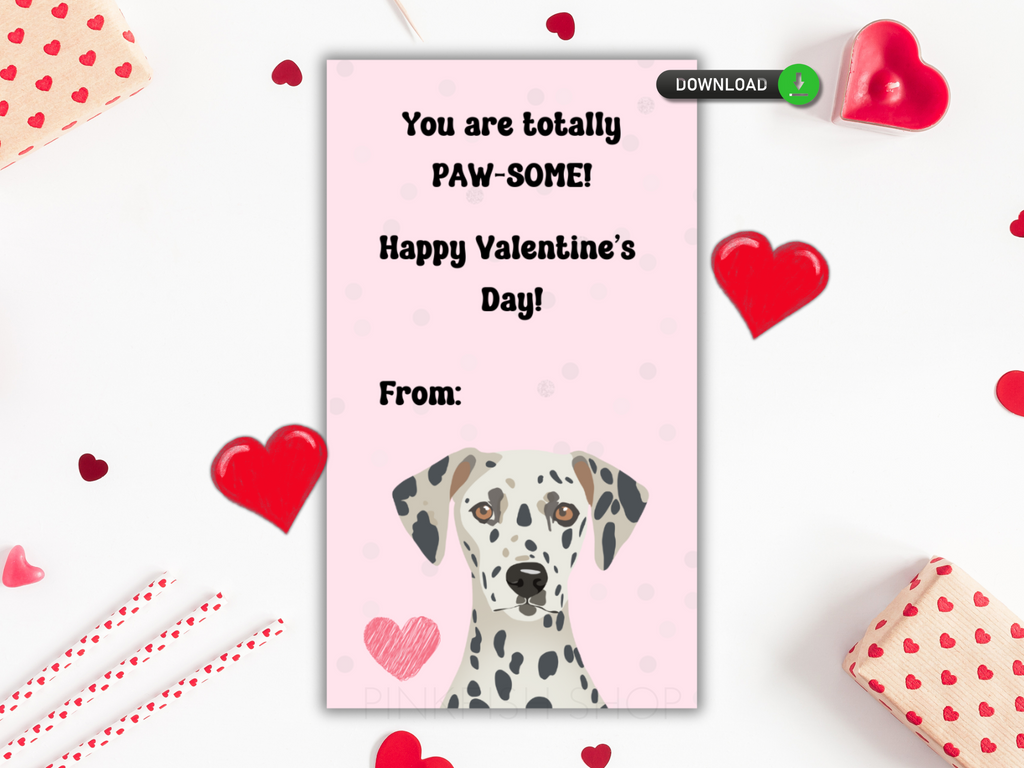 Printable dalmation valentine's day card