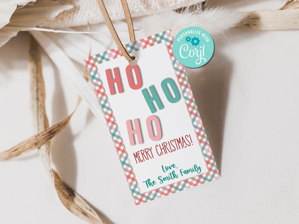 Printable and editable HO HO HO christmas tags