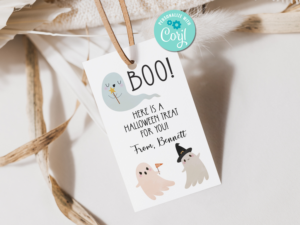 Printable and editable Boo favor tags for halloween party or school treat bags