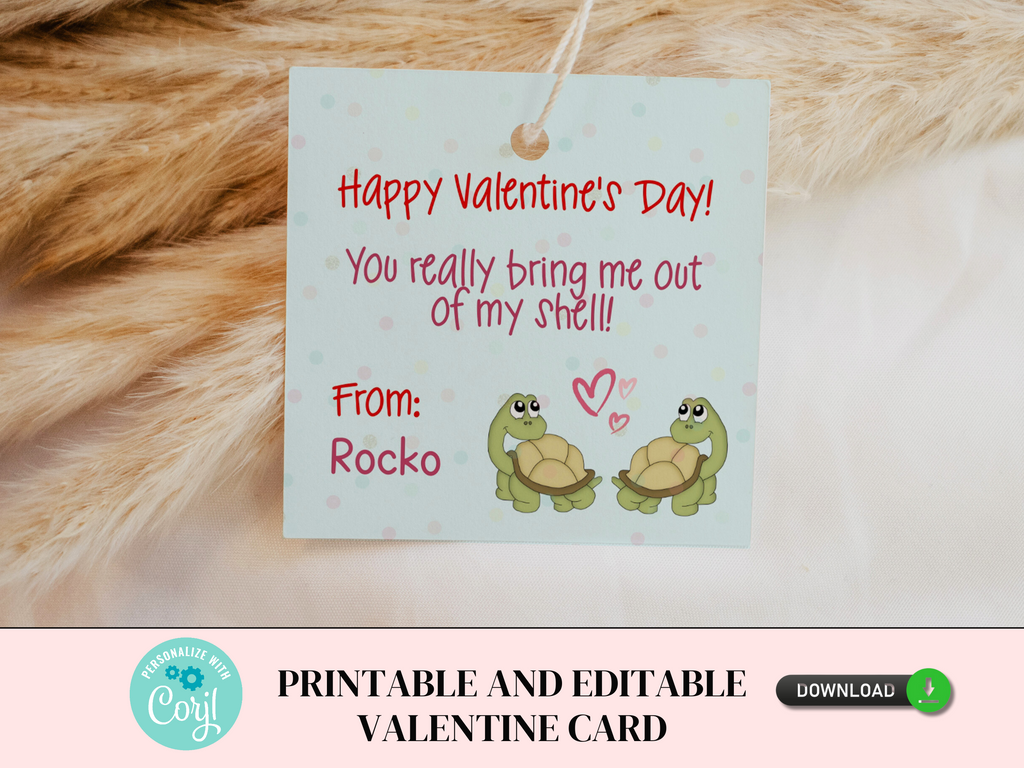 Printable Turtle Valentine