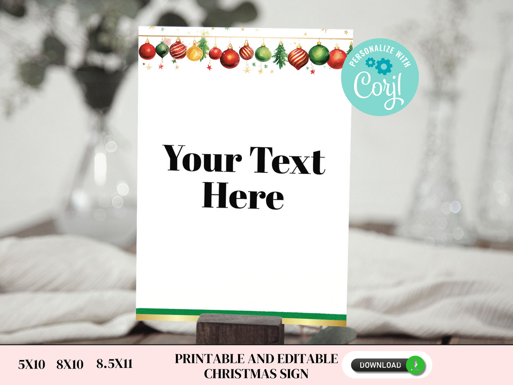 Printable and editable christmas sign