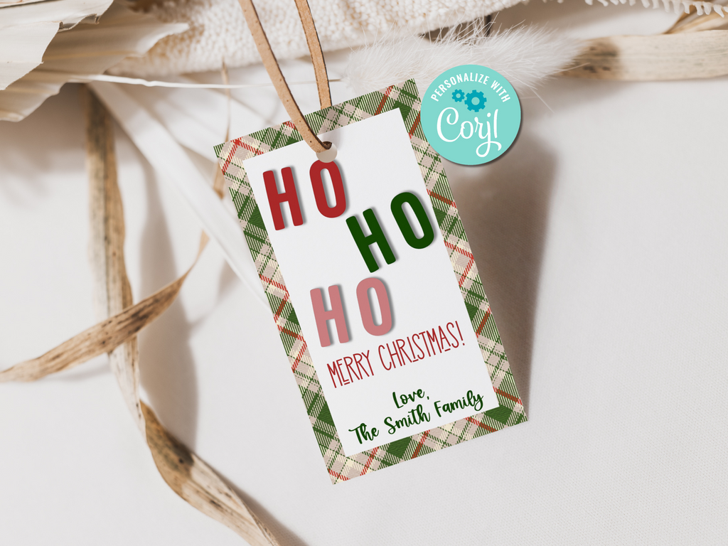 Printable and editable ho ho ho christmas tags