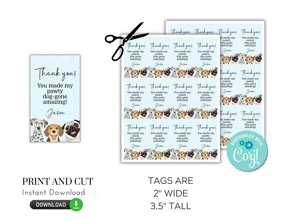 print and cut dog themed tags