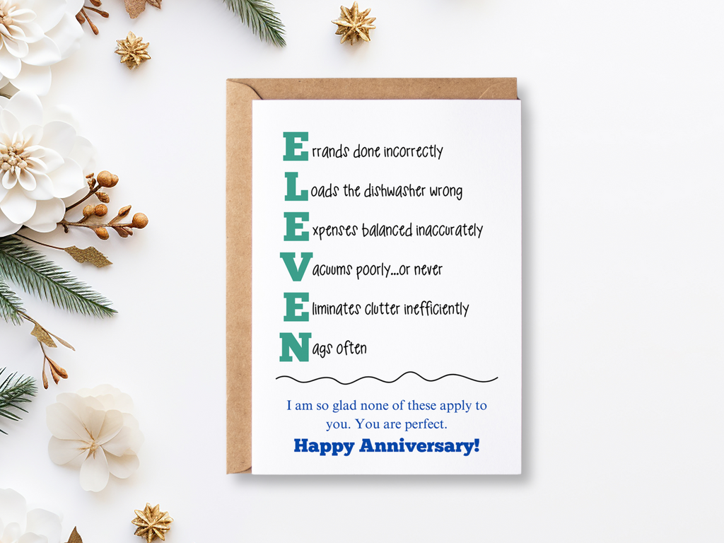 Printable Funny 11th Anniversary Card