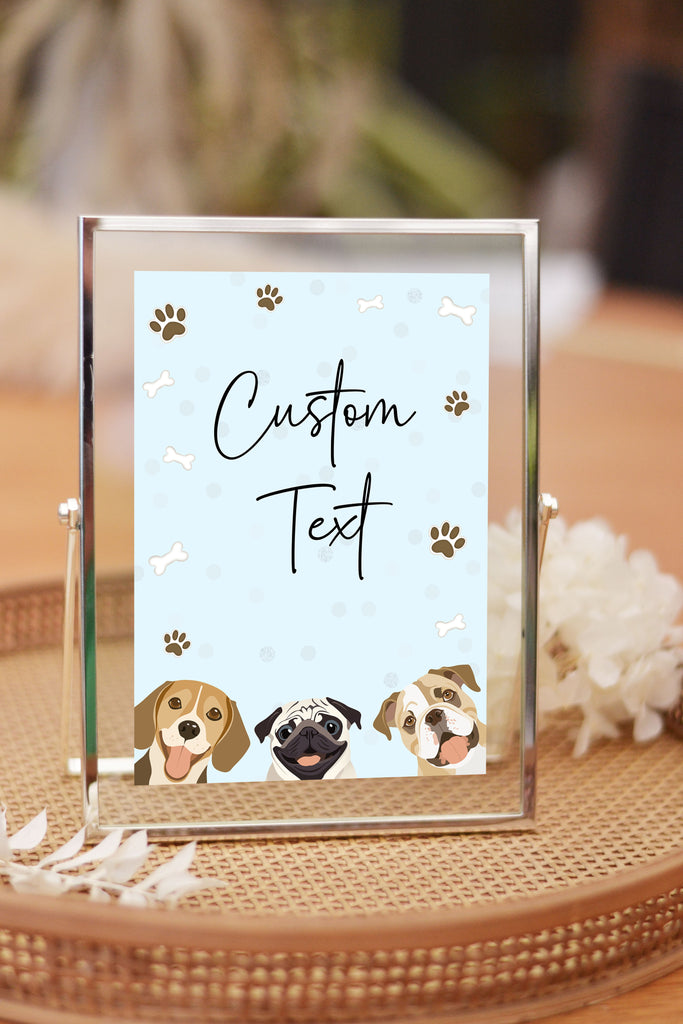 Printable and editable let's pawty sign with dogs