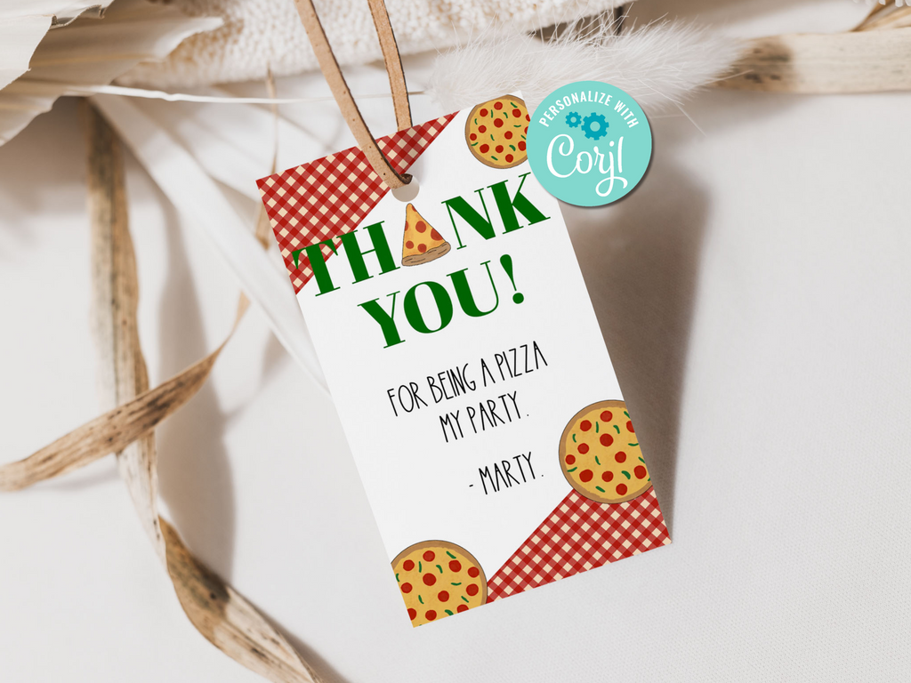 Printable pizza party favor tag