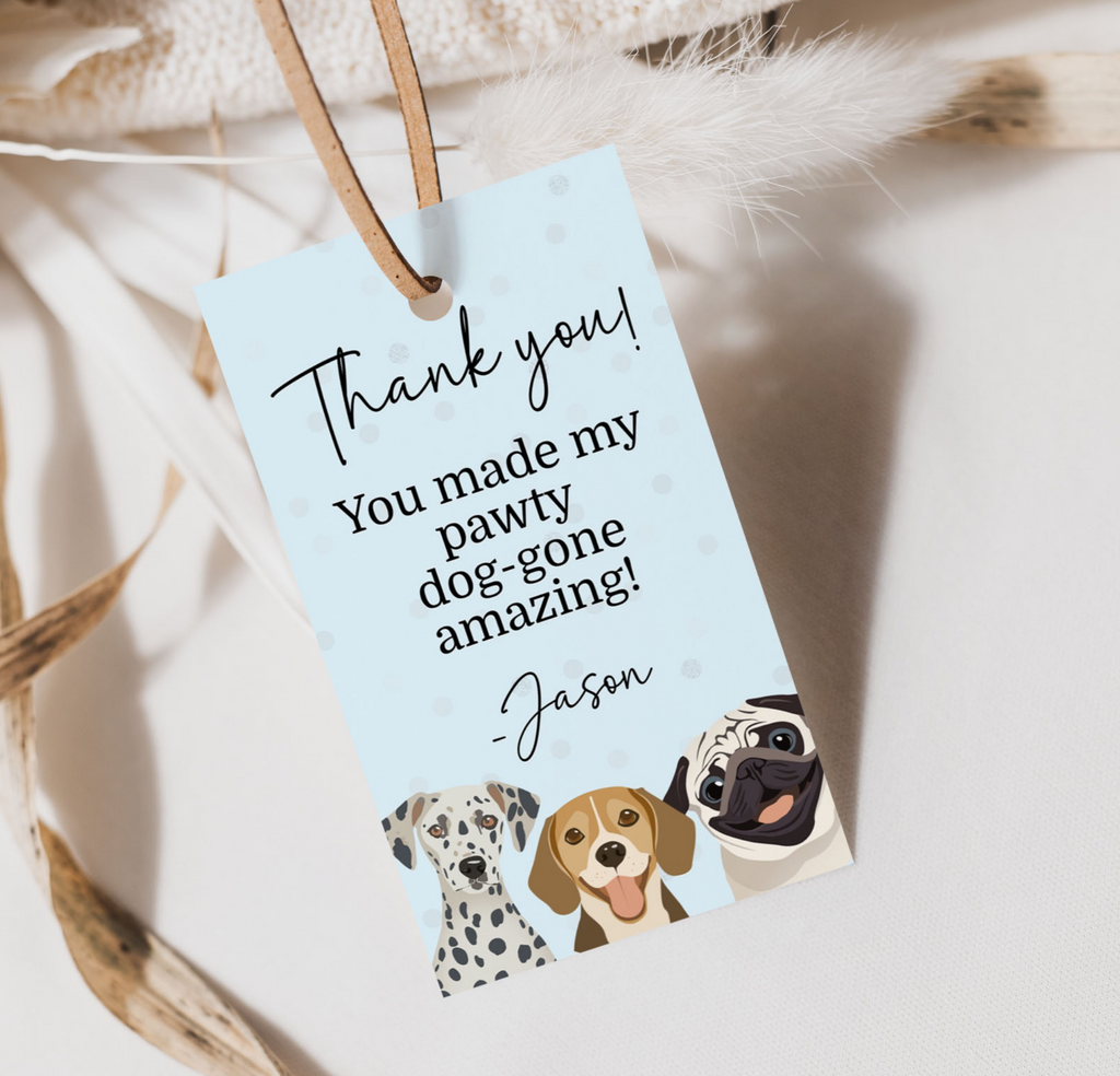 Printable let's pawty favor tags
