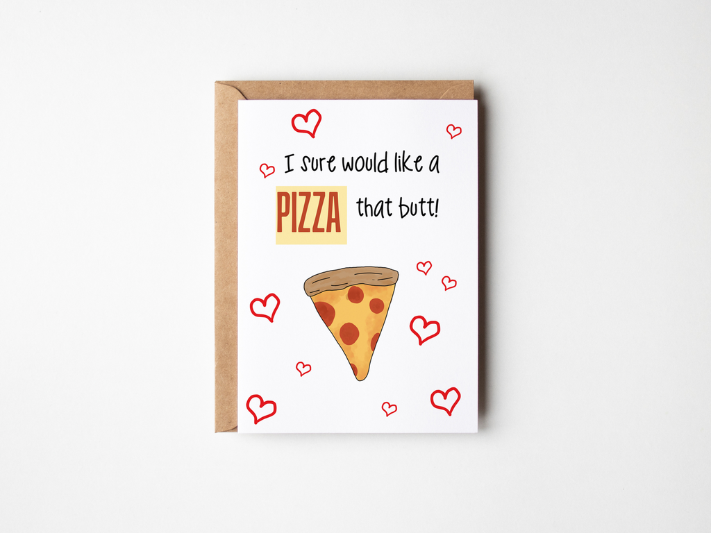 Printable Pizza Card for Anniversary or Valentine's Day