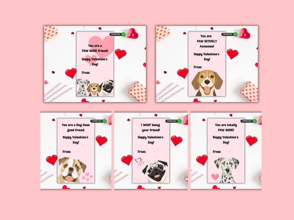 Printable dog valentine's day card 