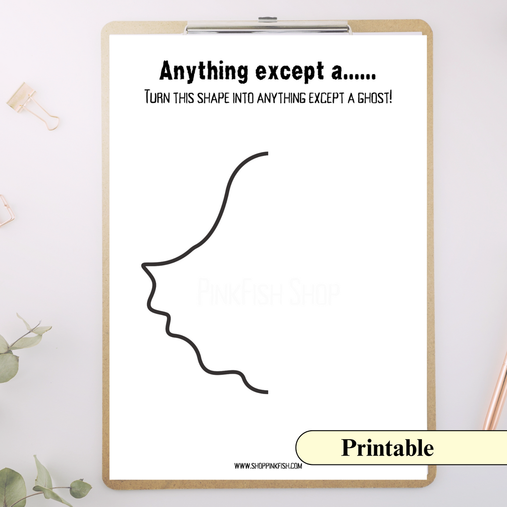 Printable ghost-themed party game card – draw anything but a ghost from a scribble