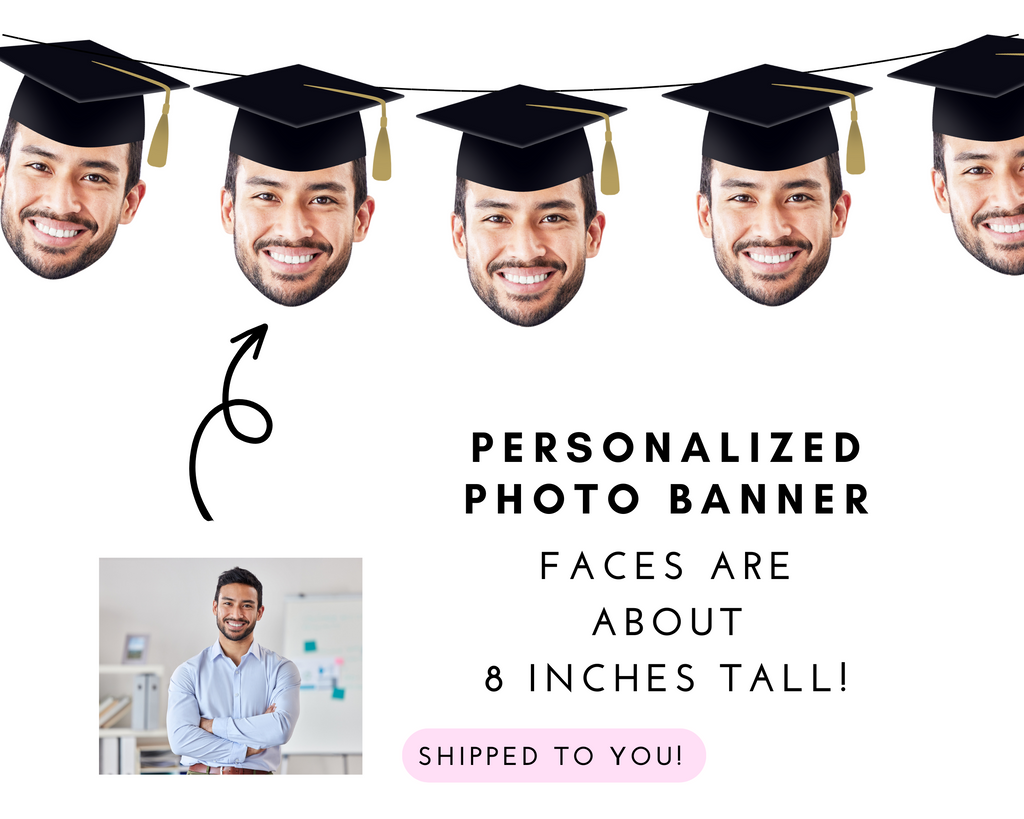 Customized graduation banner with face and grad hat
