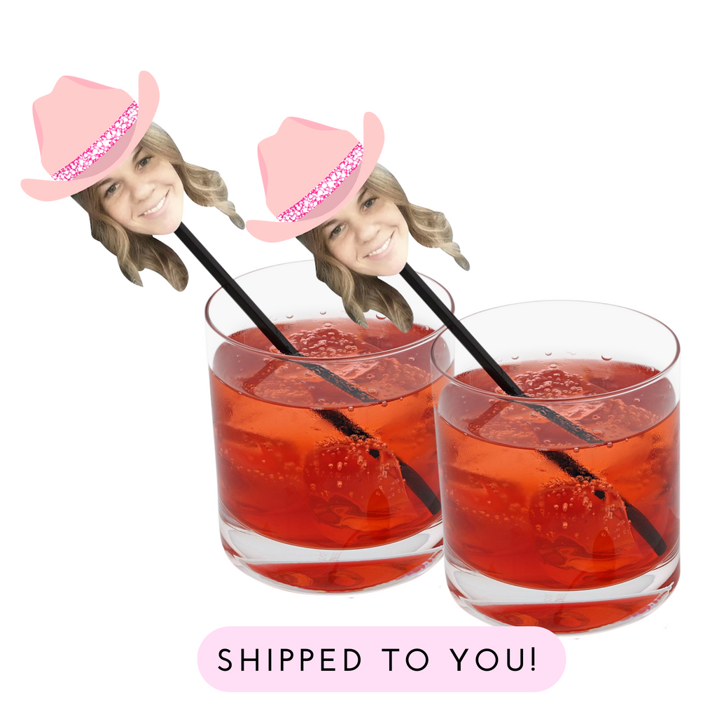 Cowgirl Drink Stirrers Customized with Face