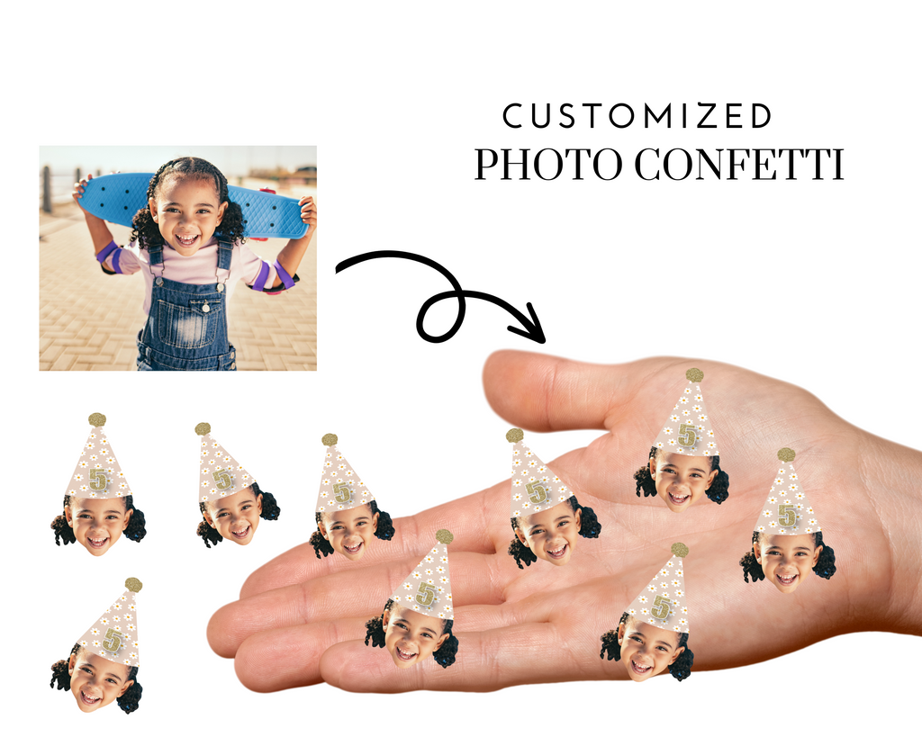 Photo Confetti with Daisy Party Hat