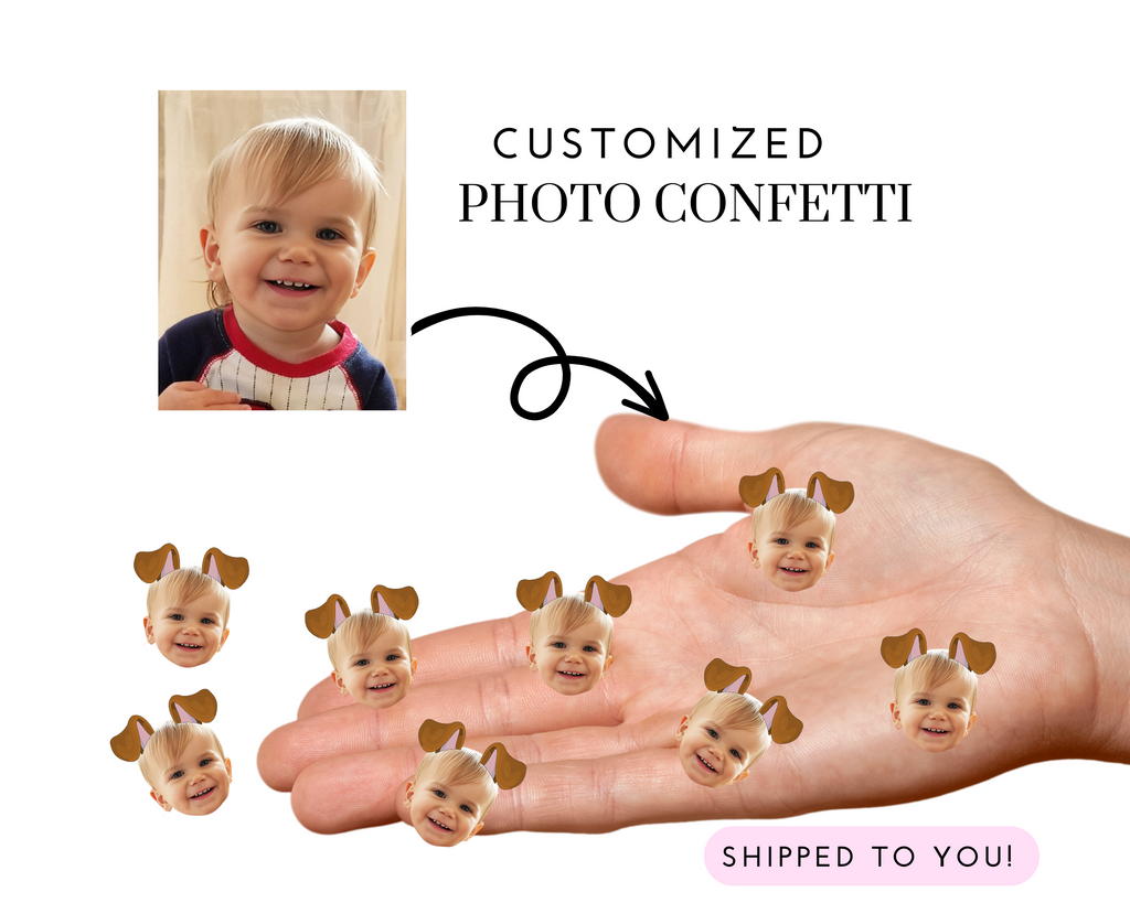 Custom photo confetti with puppy dog ears