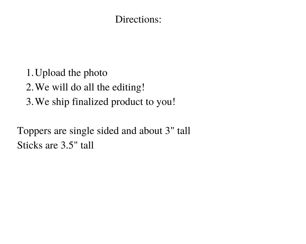 Directions for uploading photo for personalized fairy cupcake toppers