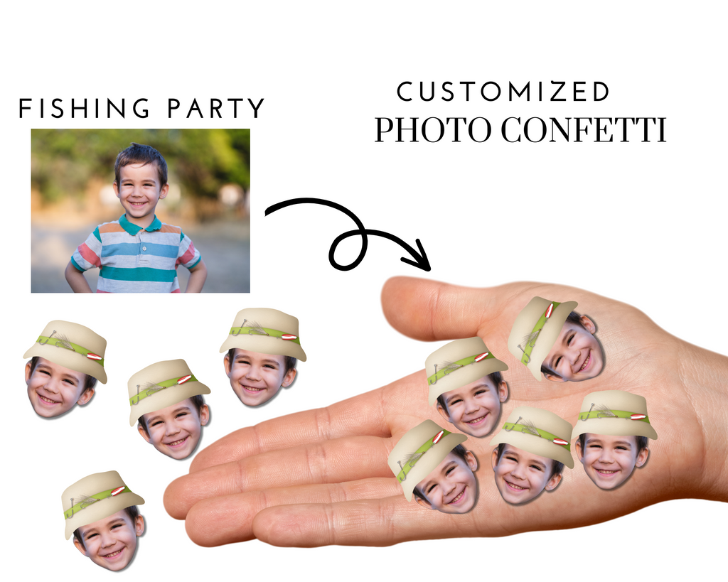 custom photo confetti for fishing party