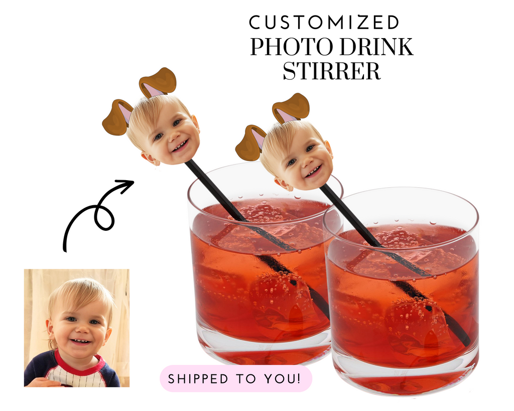 Custom drink stirrers with face and puppy ears