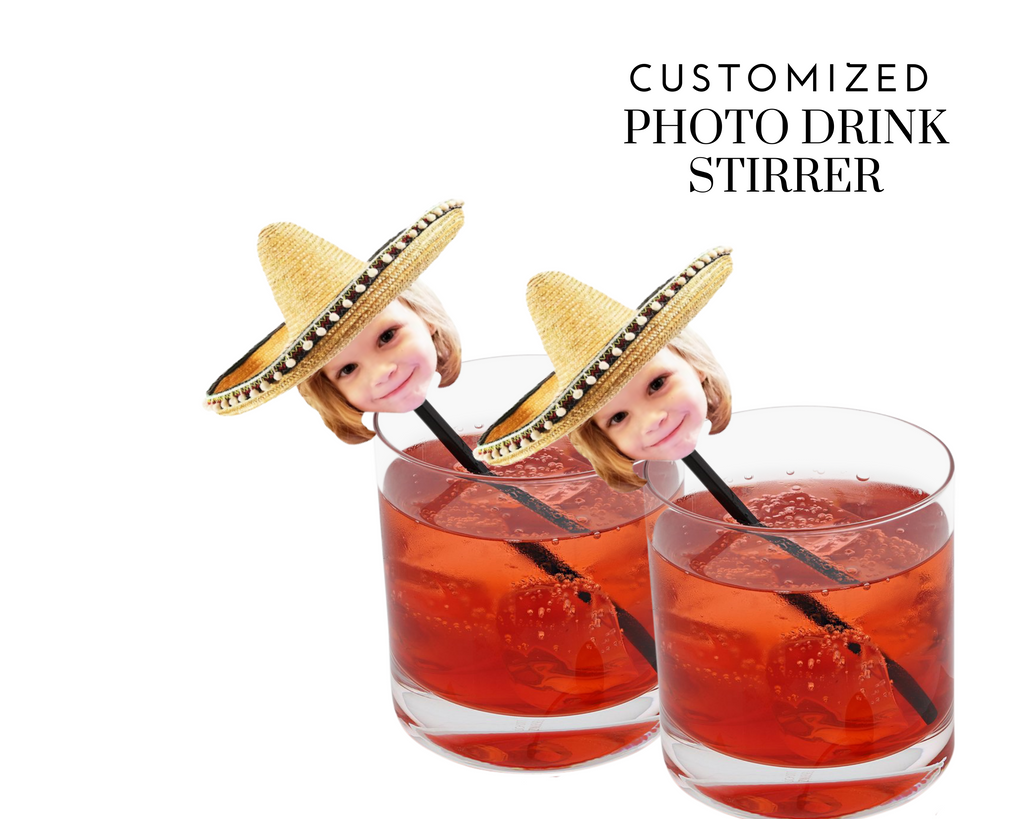 Drink Stirrers with Photo and Sombrero