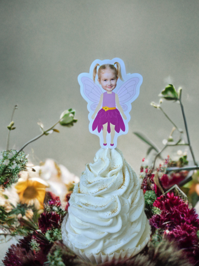 Enchanted fairy cupcake topper with personalized photo