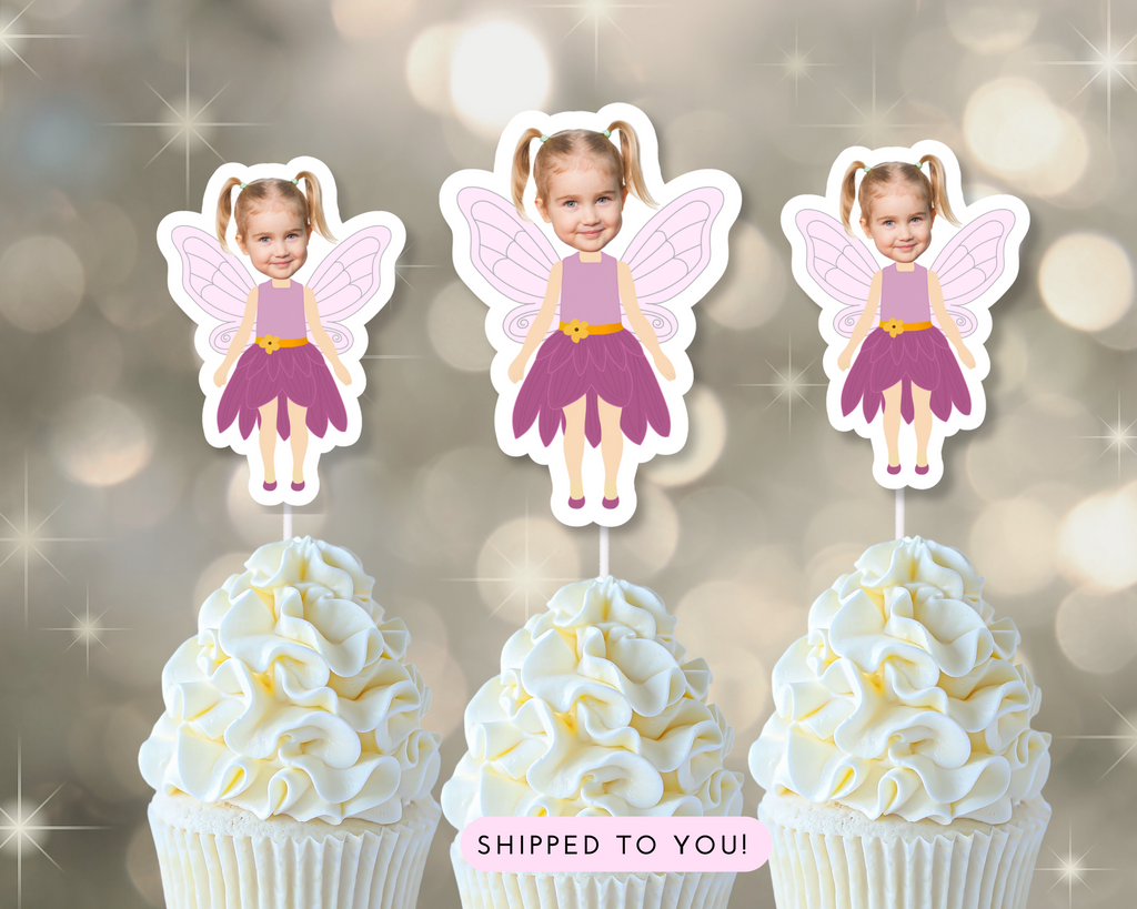 Custom fairy cupcake topper personalized with photo