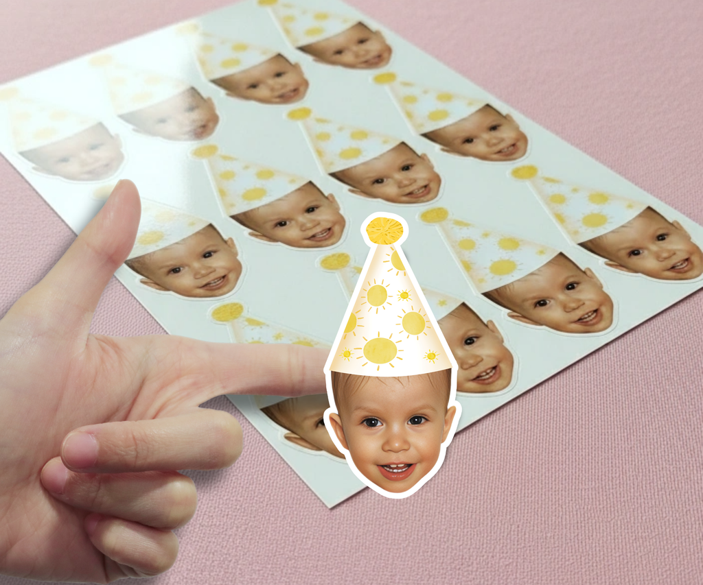 Stickers Customized with Face and Sunshine Party Hat