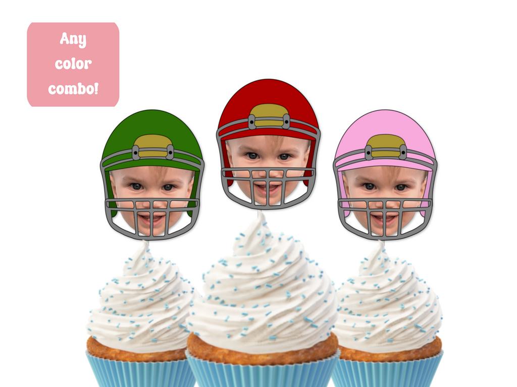 Football face cupcake toppers