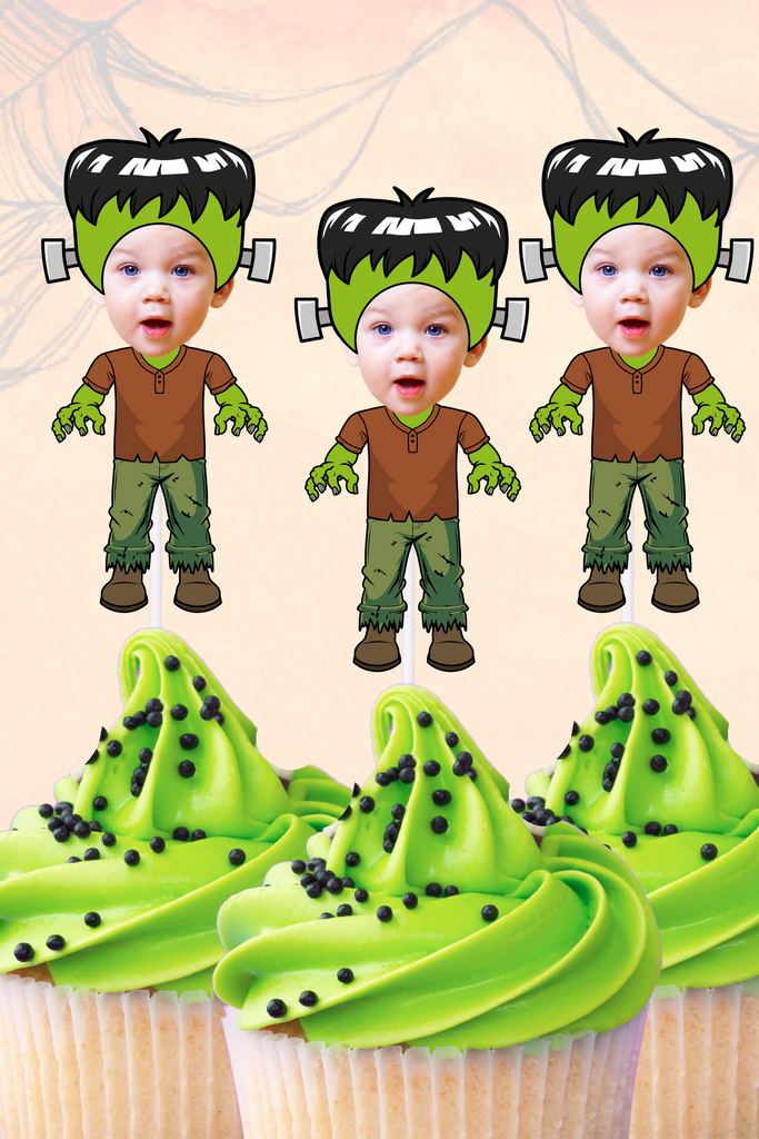 Frankenstein cupake toppers customized with photo