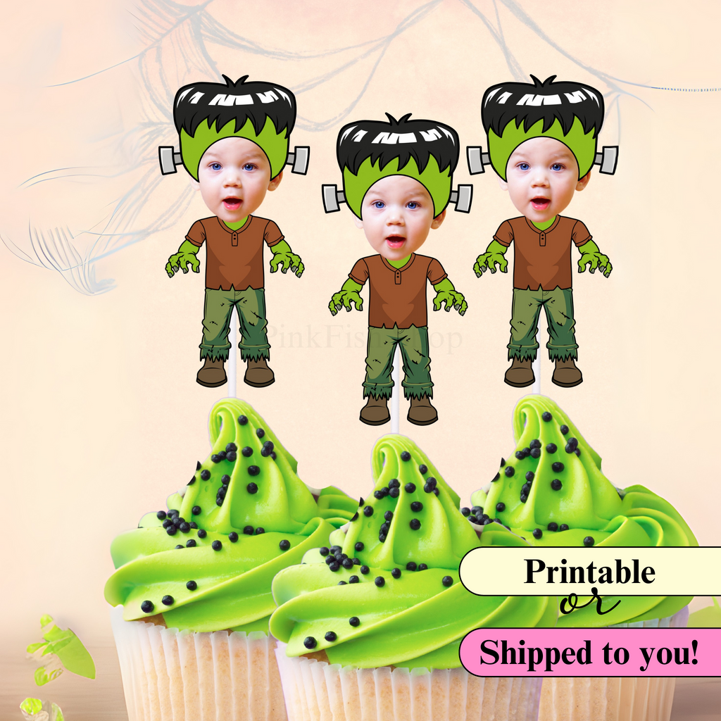 Frankenstein Cupcake Toppers Personalized with Photo