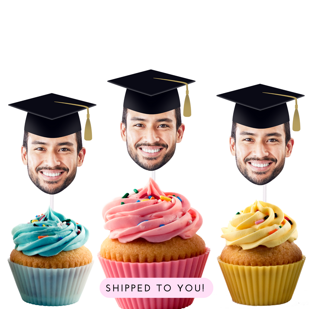 personalized graduation cupcake toppers with graduation cap