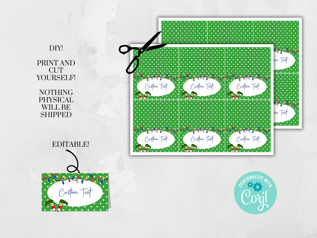 Printable and Editable Elf Place Cards