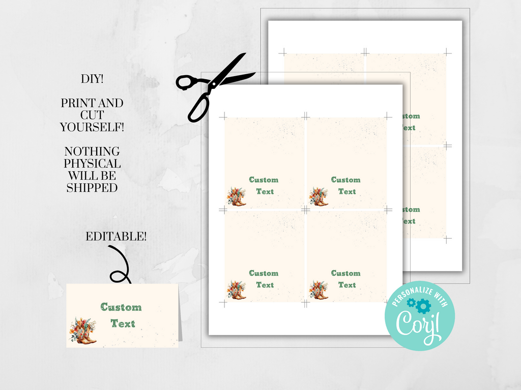 Printable and Editable Boho Rodeo Place Cards