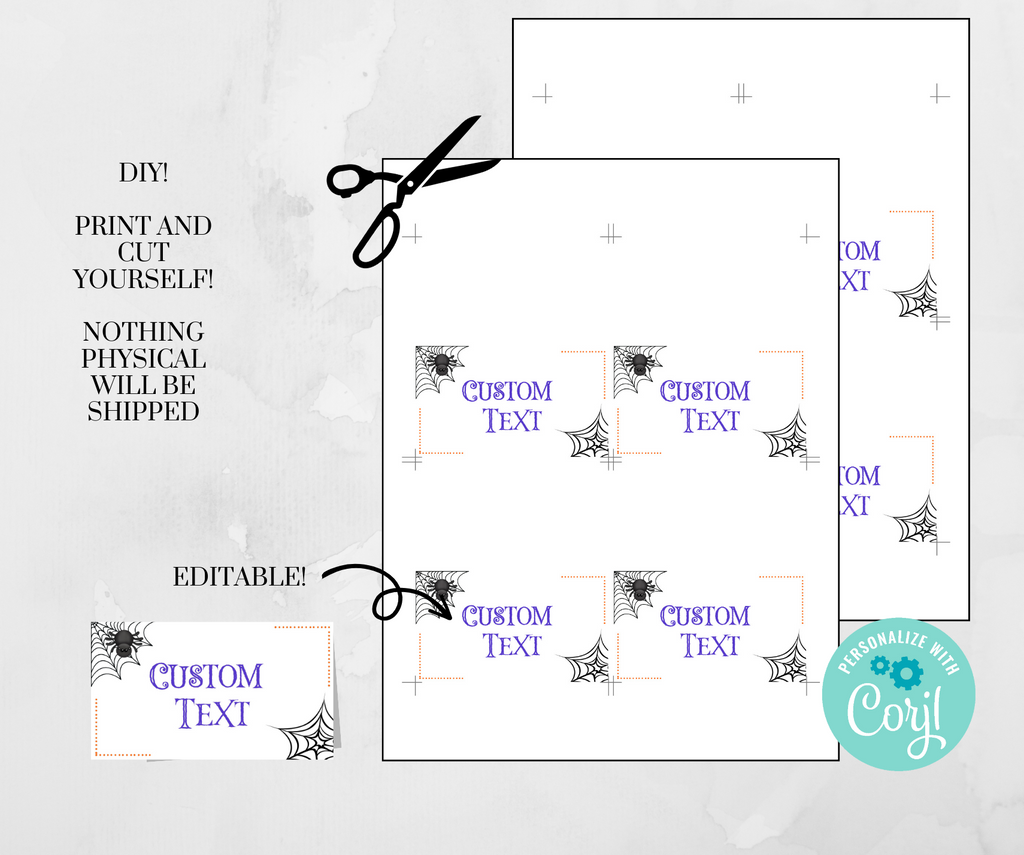 Printable and Editable Spider Place Cards