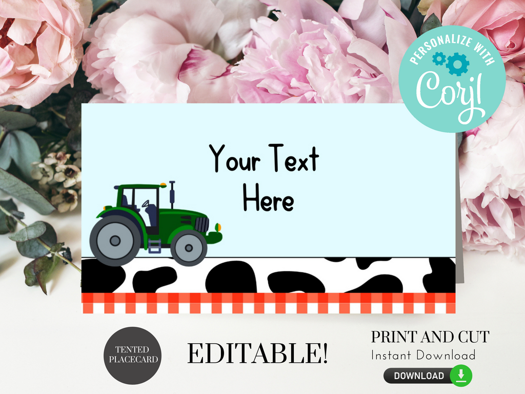 printable Printable and Editable Farm themed place cards
