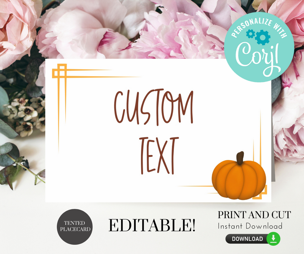 Pumpkin Place Cards - Editable Text, Printable