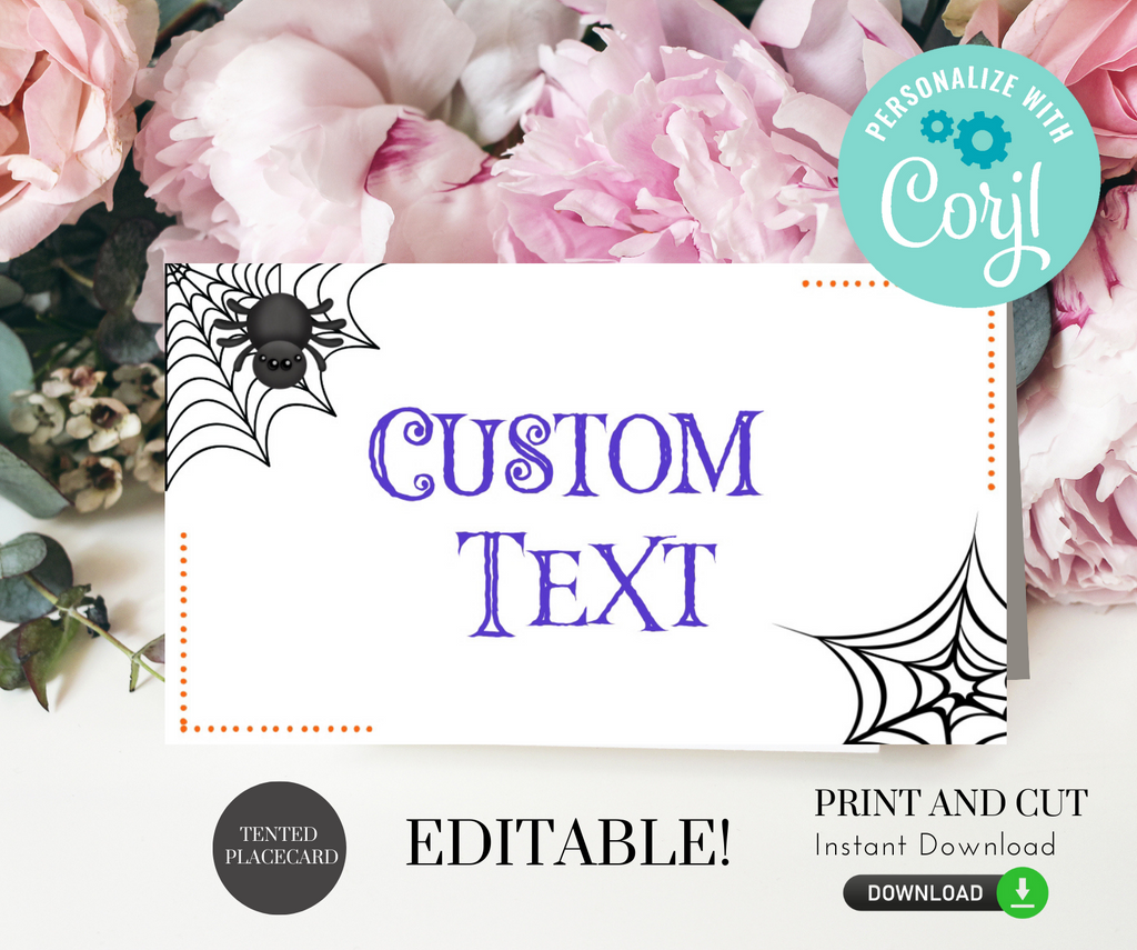 Printable and Editable Spider Place Cards