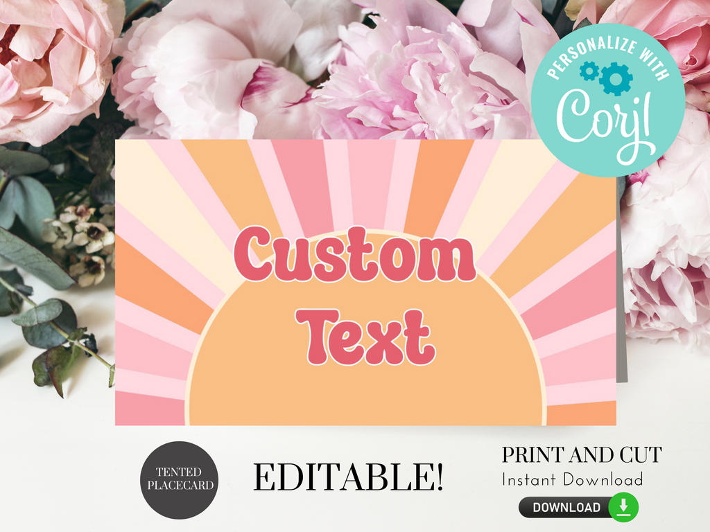 Printable and Editable Groovy Place Cards